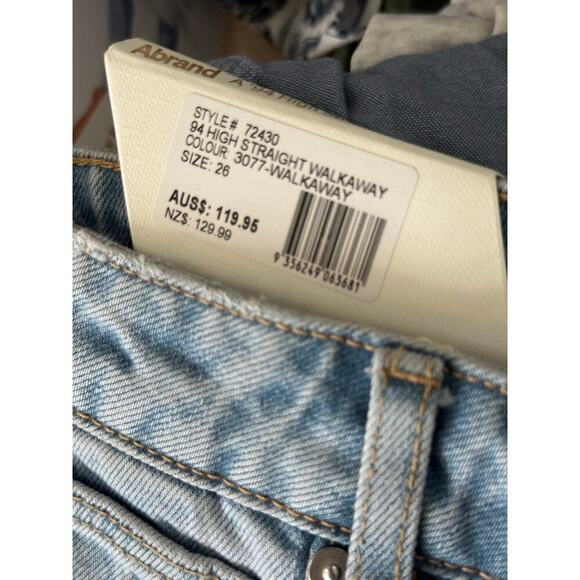NWT Abrand Jeans Blue 94 High Rise Straight Walkaway Jeans Size 26 - Picture 10 of 10
